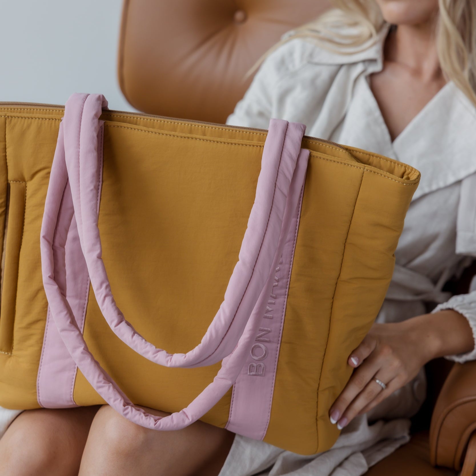 Everyday Tote Bag -- Pink/Mustard