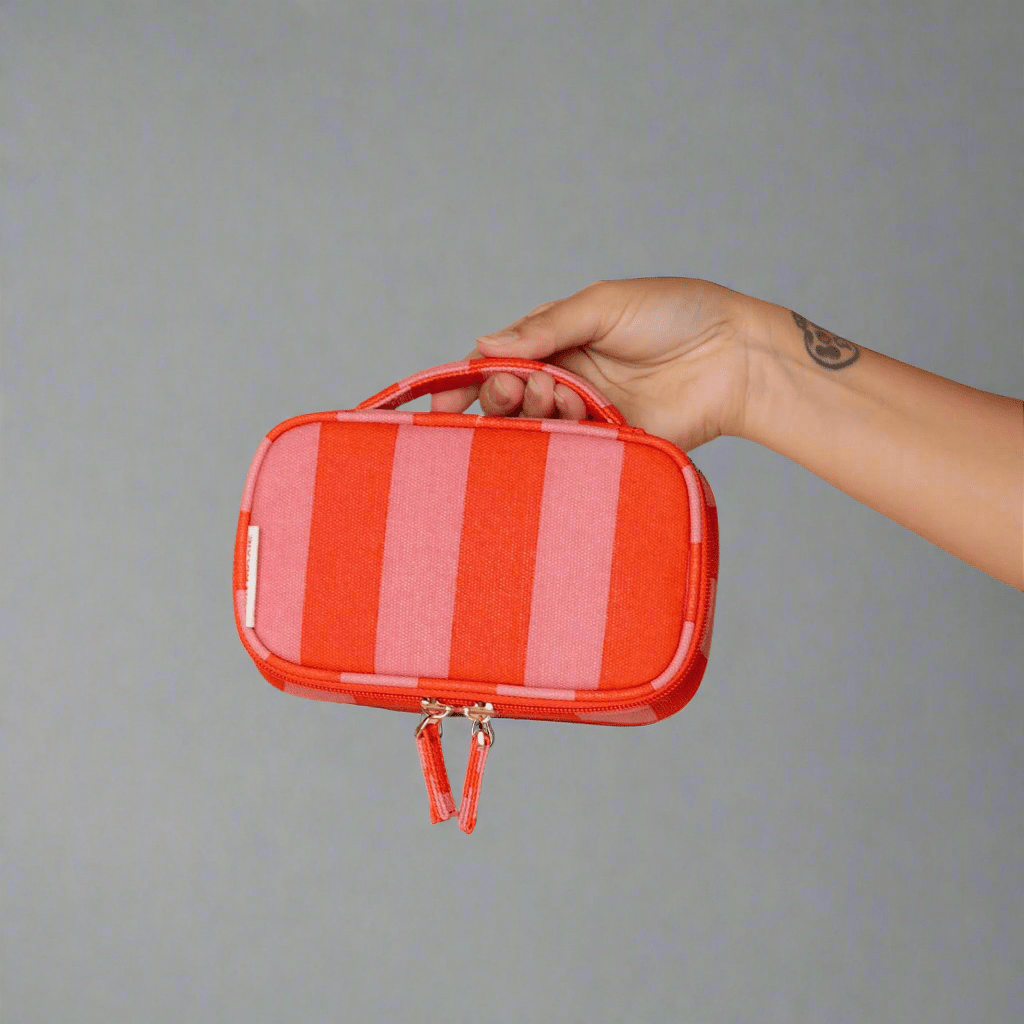 Handy Handle Case - Pink and Red Stripe Handy Pouches + Cases