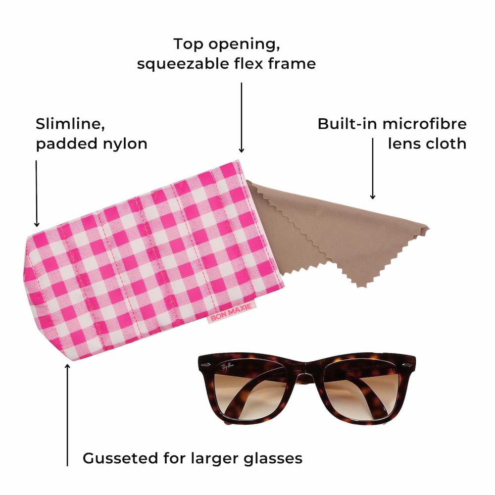 Easy - Squeezy Glasses Case - Neon Pink/Tan Floral Glasses Case