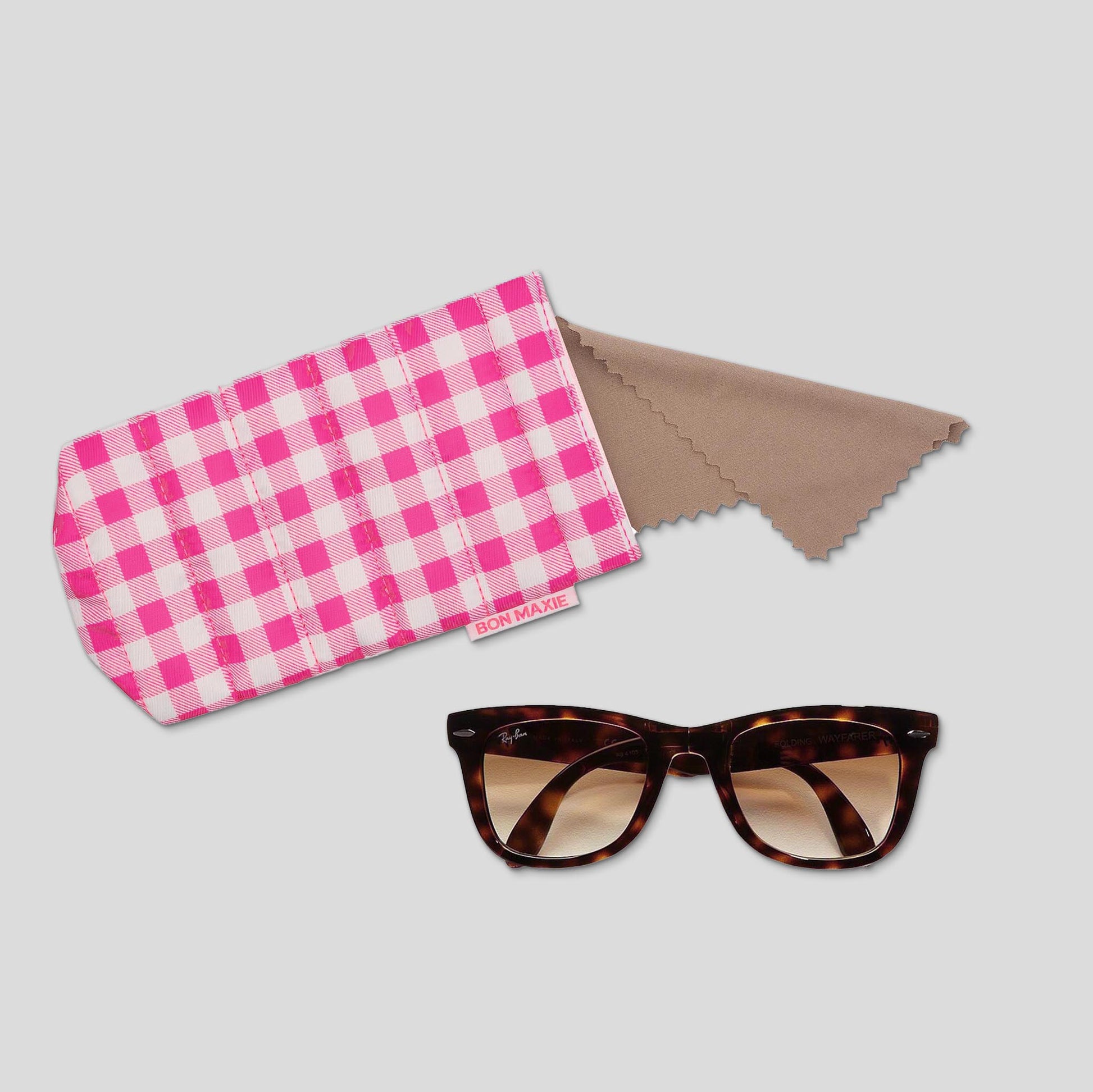 Easy - Squeezy Glasses Case - Pink Gingham Glasses Case