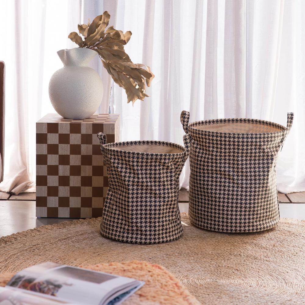 Handy Hampers Set - Black Houndstooth Hamper Set