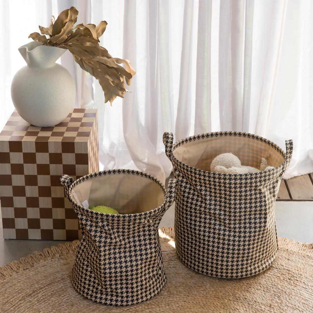 Handy Hampers Set - Black Houndstooth Hamper Set