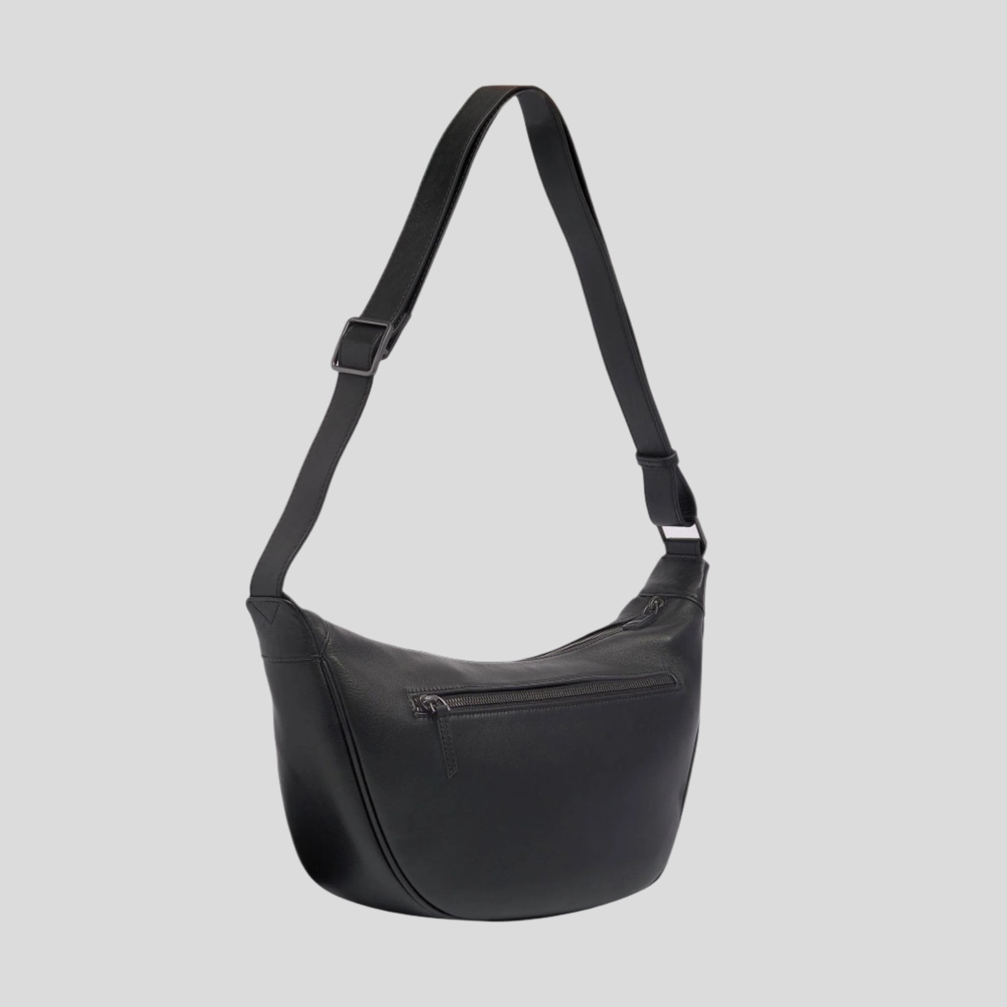 Slouchy Leather Crescent Crossbody Bag -- Black