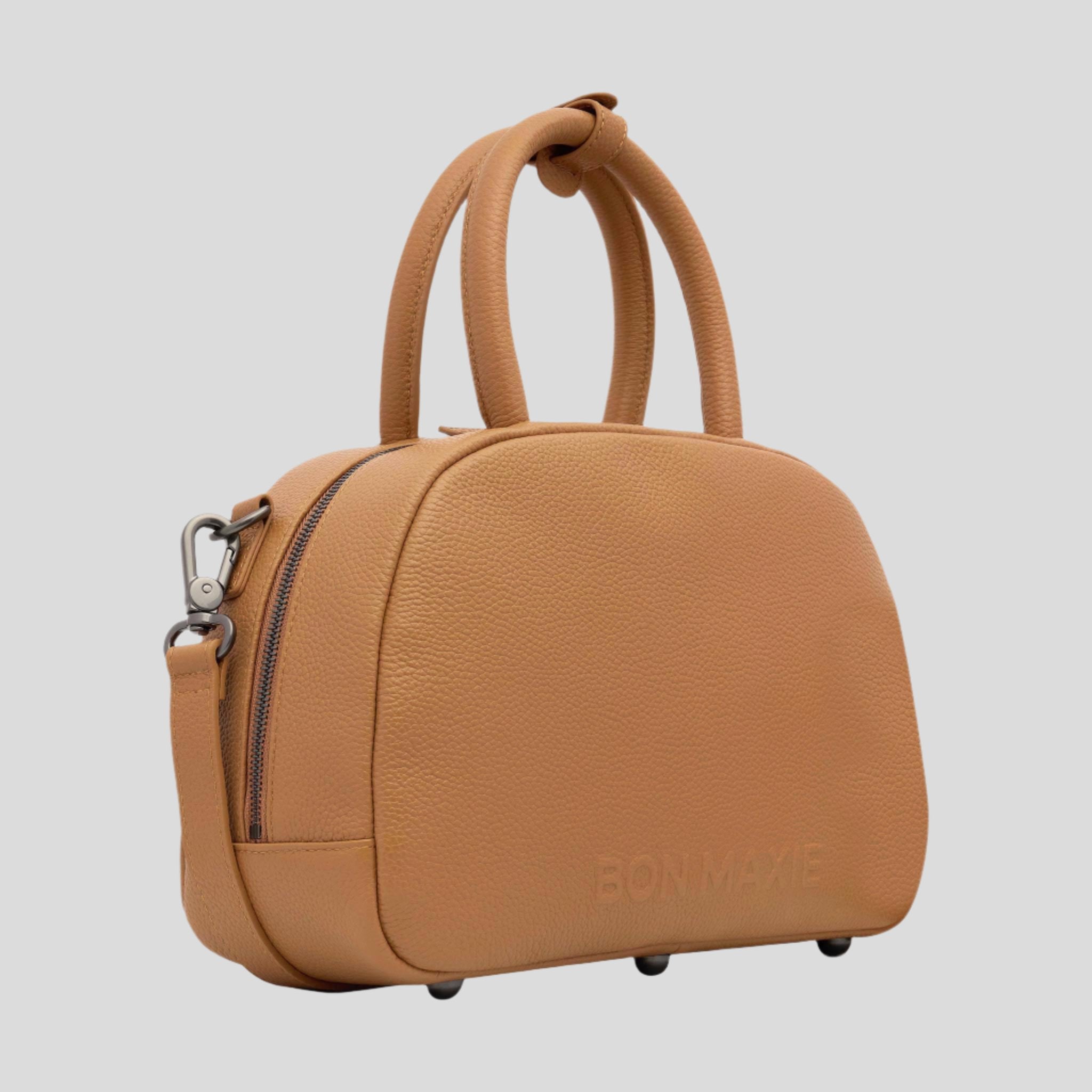 Bowler Crossbody Top Handle Bag -- Tan