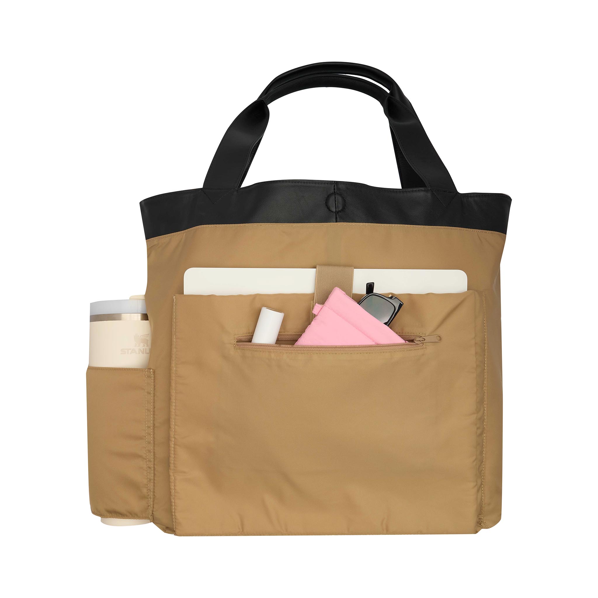 Slouchy Expandable Tote Bag -- Tan