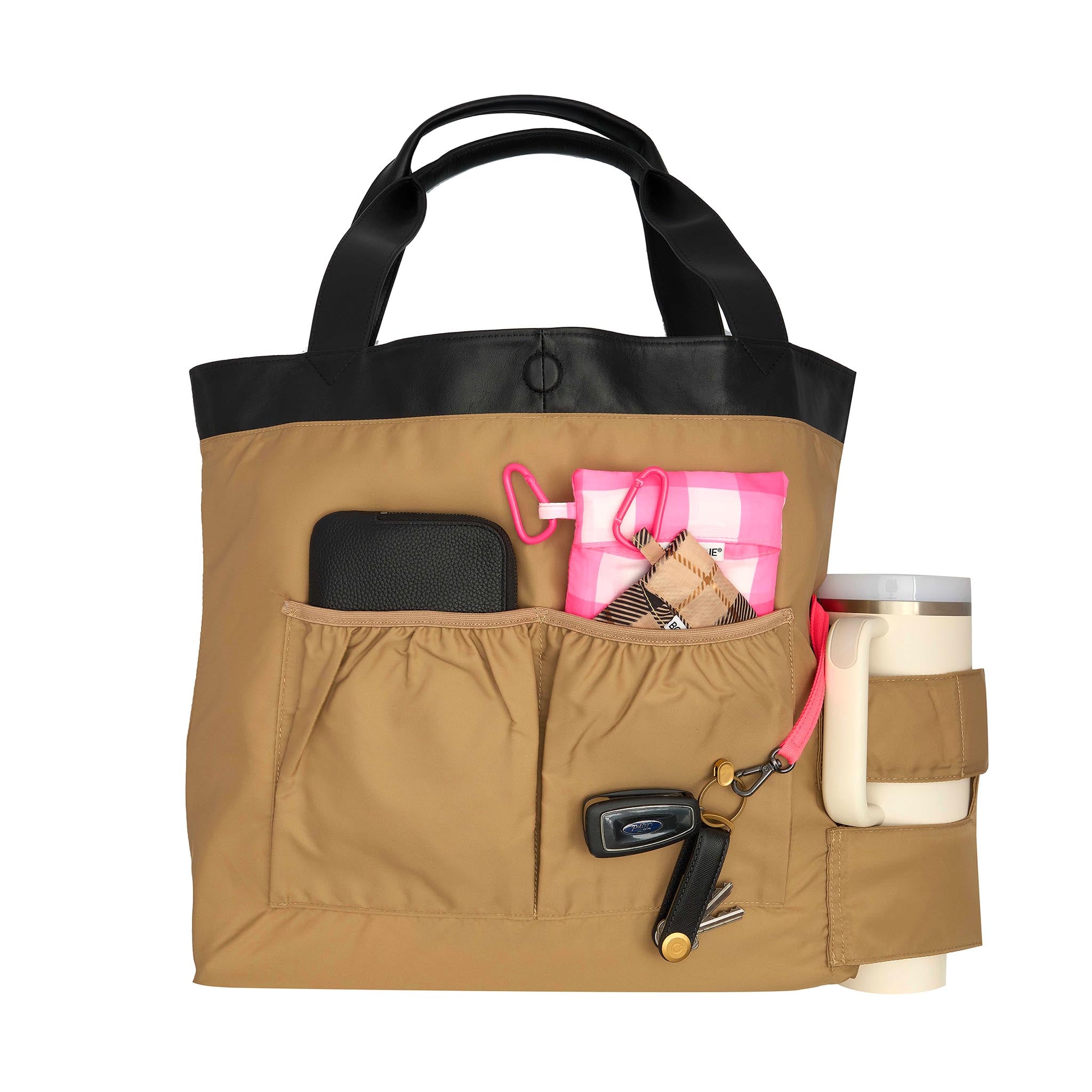 Slouchy Expandable Tote Bag -- Tan