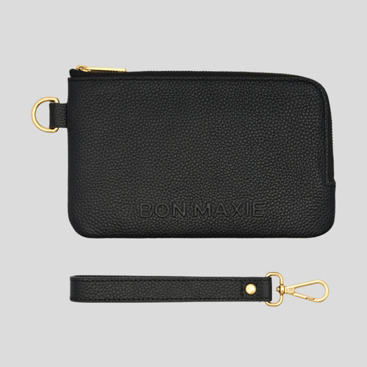 Phone Wallet Pouch - Black Phone Wallet Brushed Gold