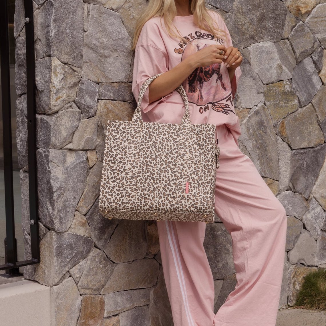 Large Bon Vivant Structured Tote Bag - Neon Pink Leopard Bags