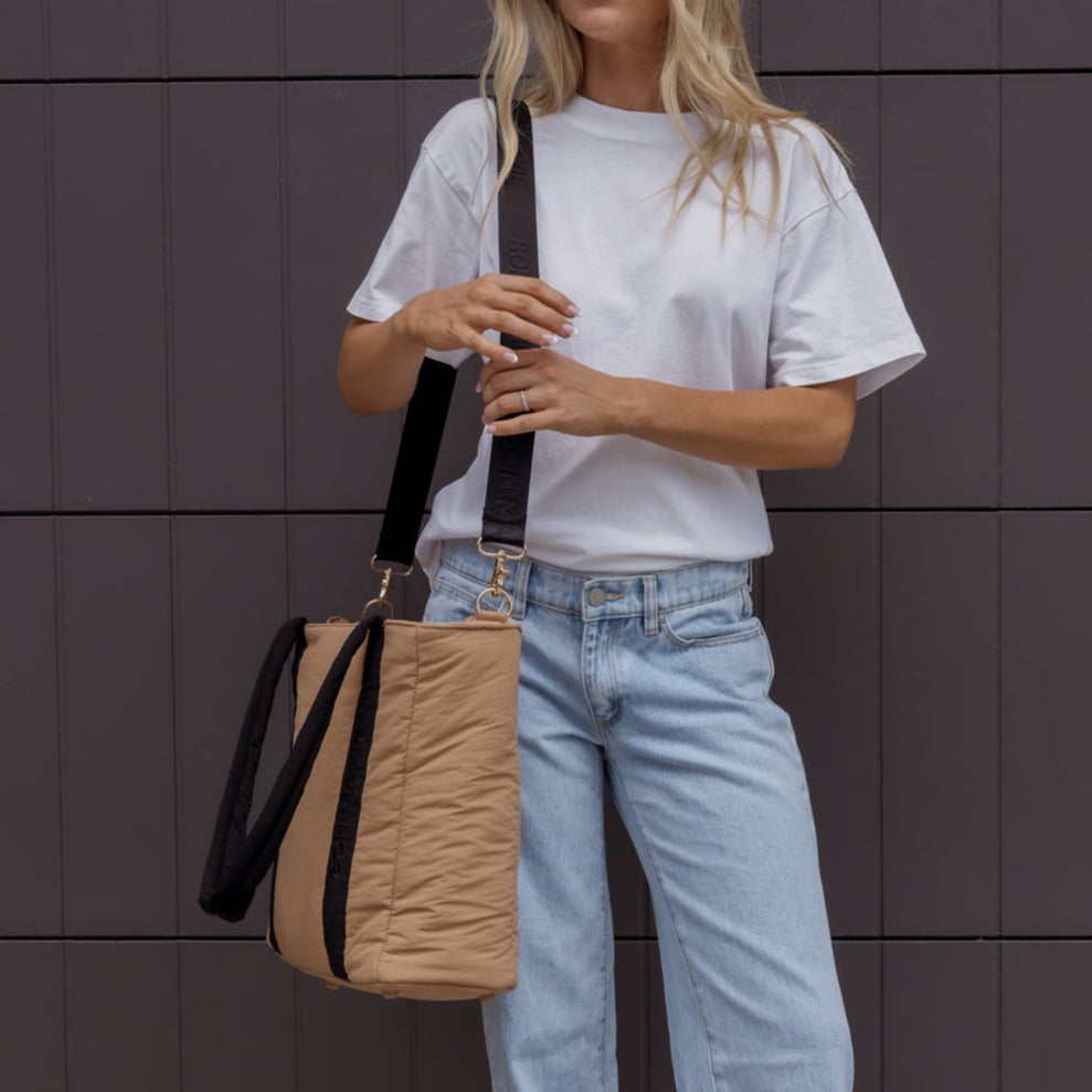 Everyday Nylon Tote -- Tan/Black