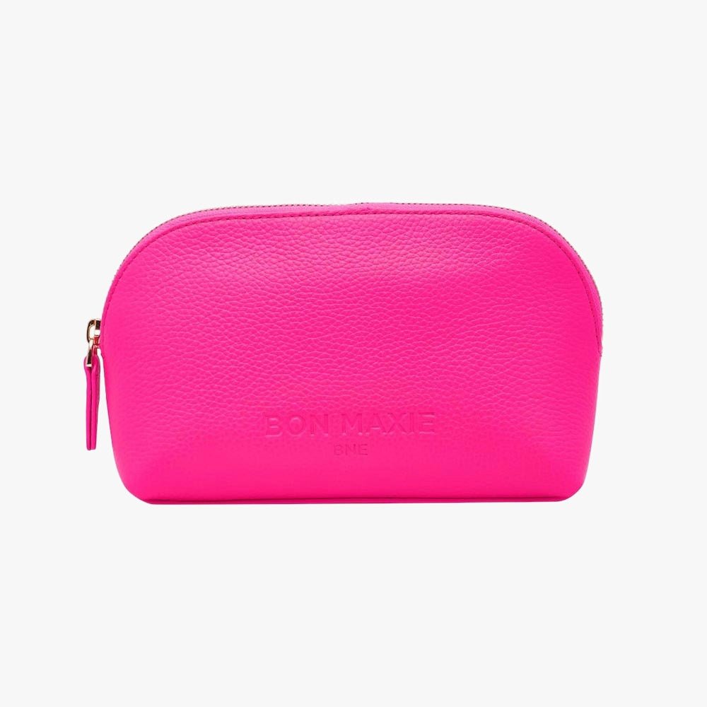 Leather Makeup Case - Neon Pink Handy Pouches + Cases