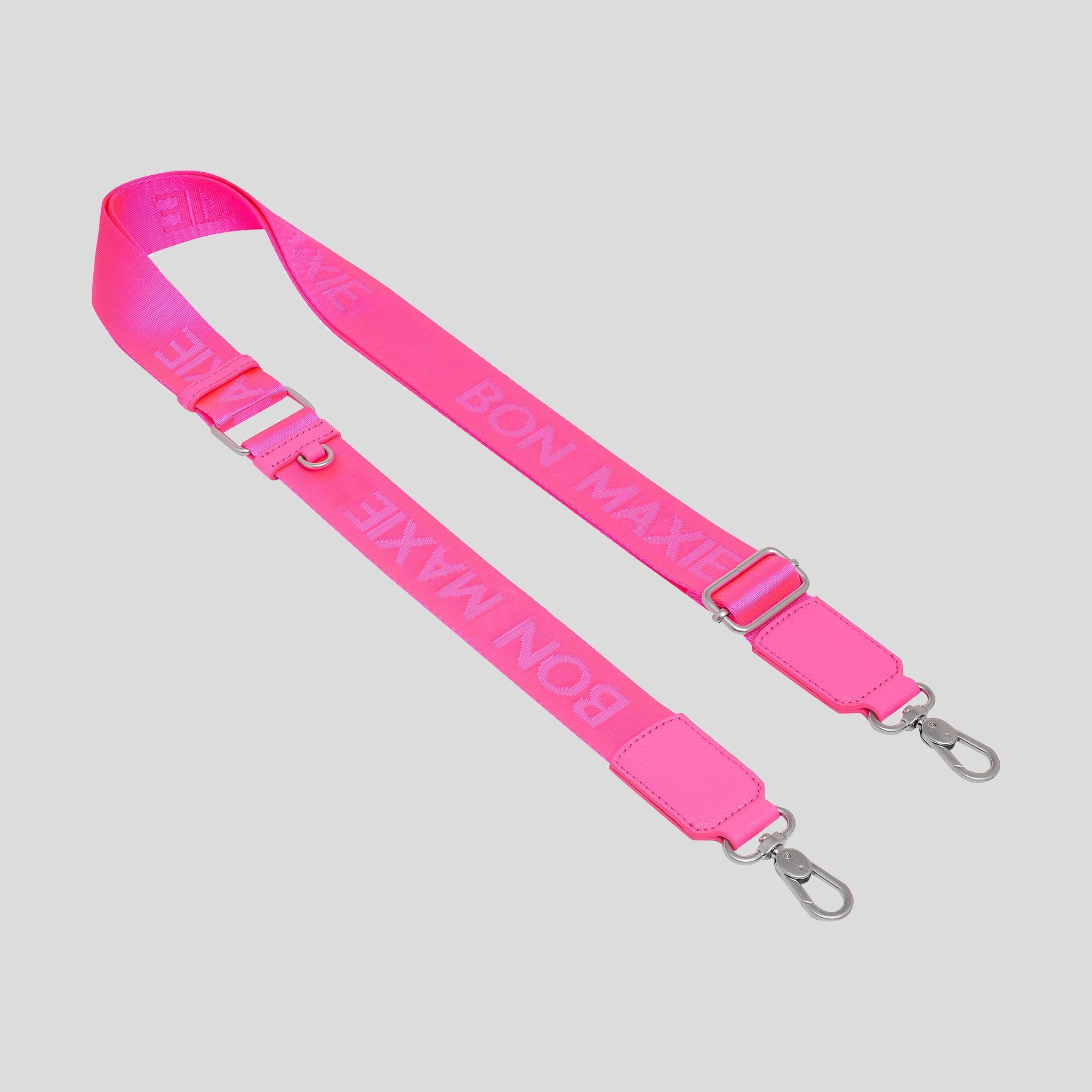 Logo Bag Strap with Leather -- Neon Pink