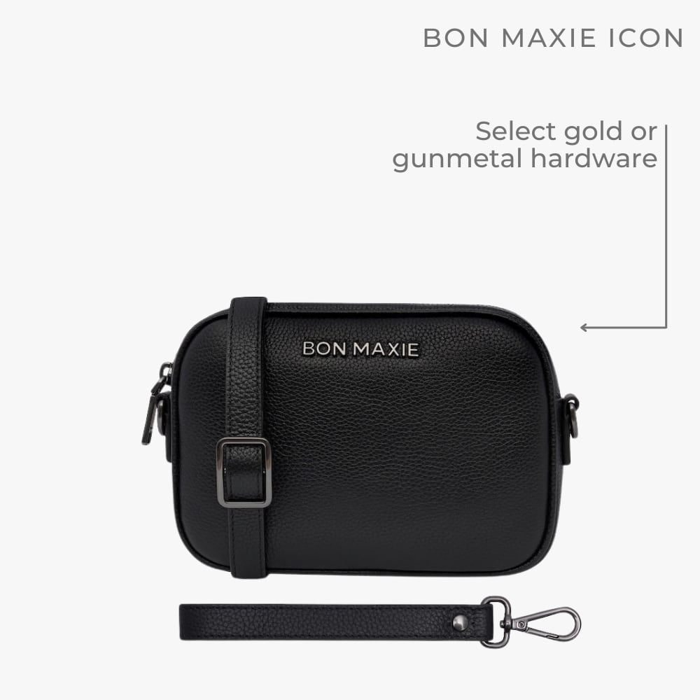 Leather Wallet Crossbody Bag -- Black