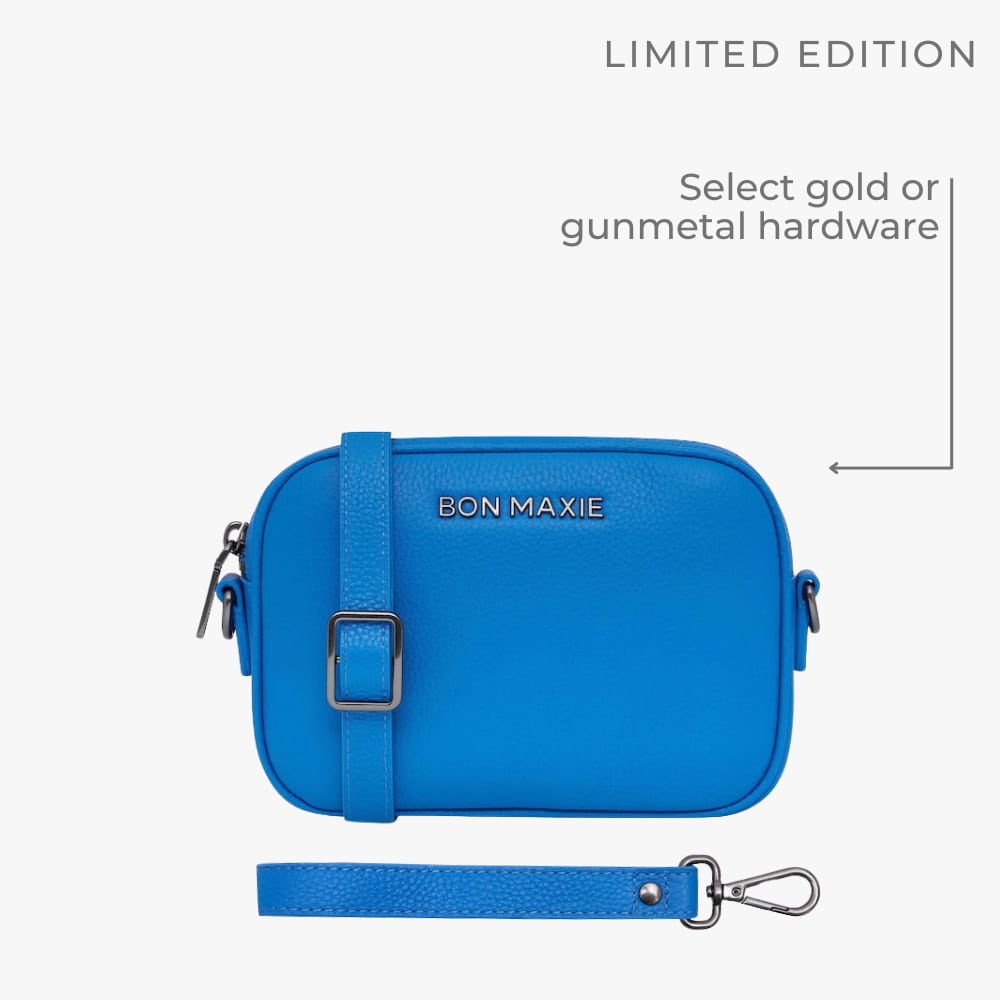 Leather Wallet Crossbody Bag -- Cobalt