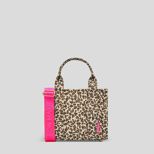 Micro Bon Vivant Structured Tote Bag -- Neon Pink Leopard