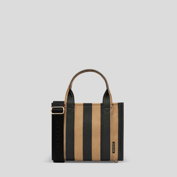 Micro Bon Vivant Structured Tote Bag -- Black/Tan Stripe