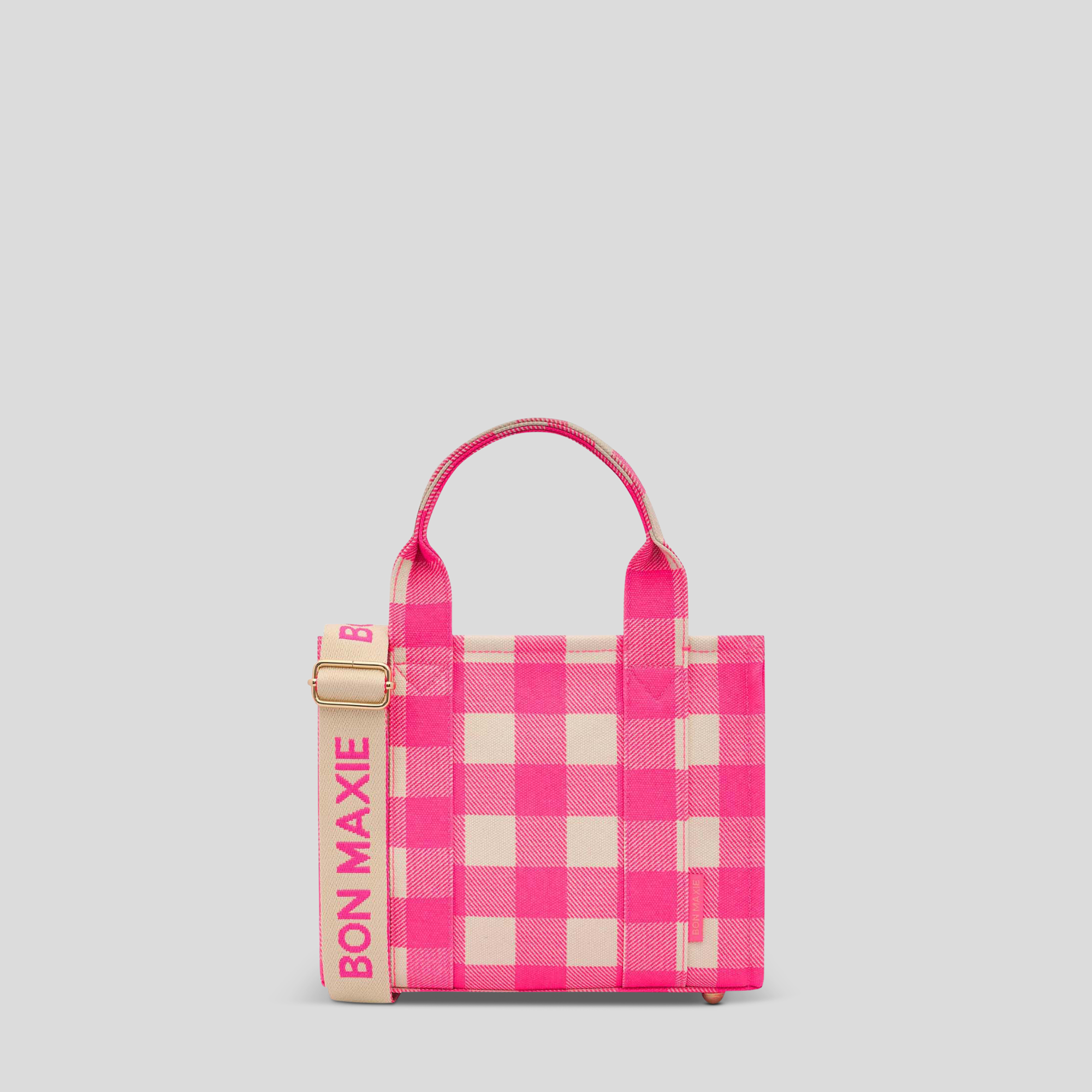 Micro Bon Vivant Structured Tote Bag -- Neon Pink Gingham