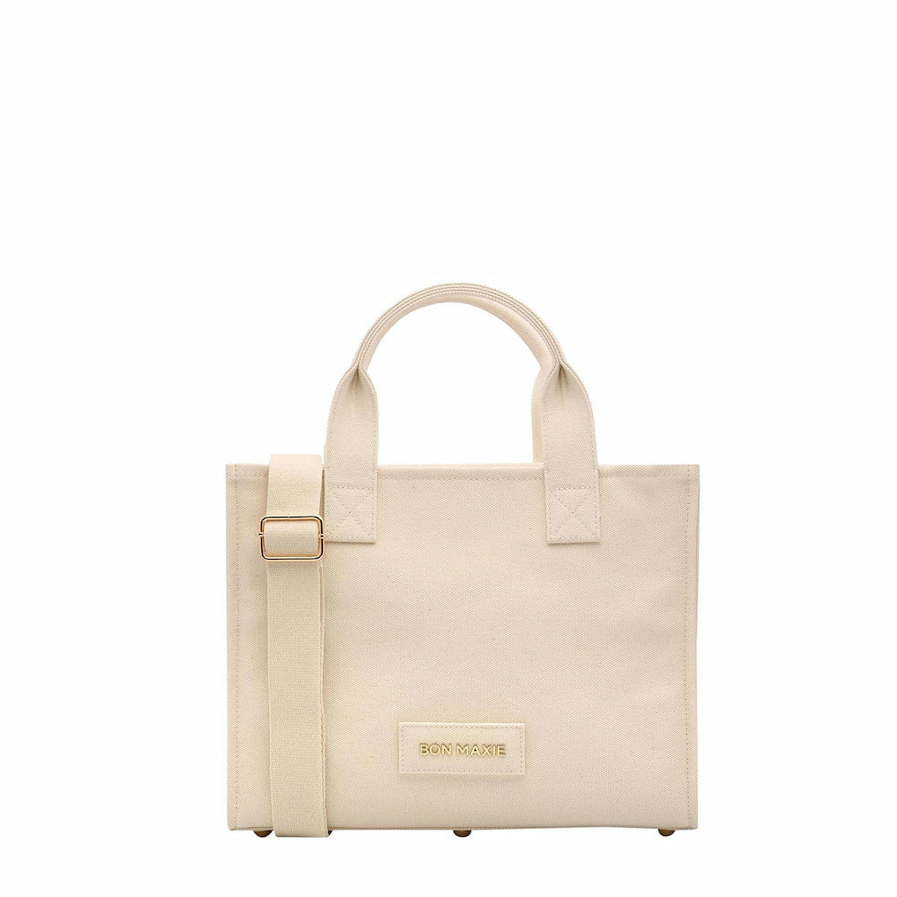 Mini Bon Vivant Structured Tote Bag - Natural Canvas Bags Natural Canvas