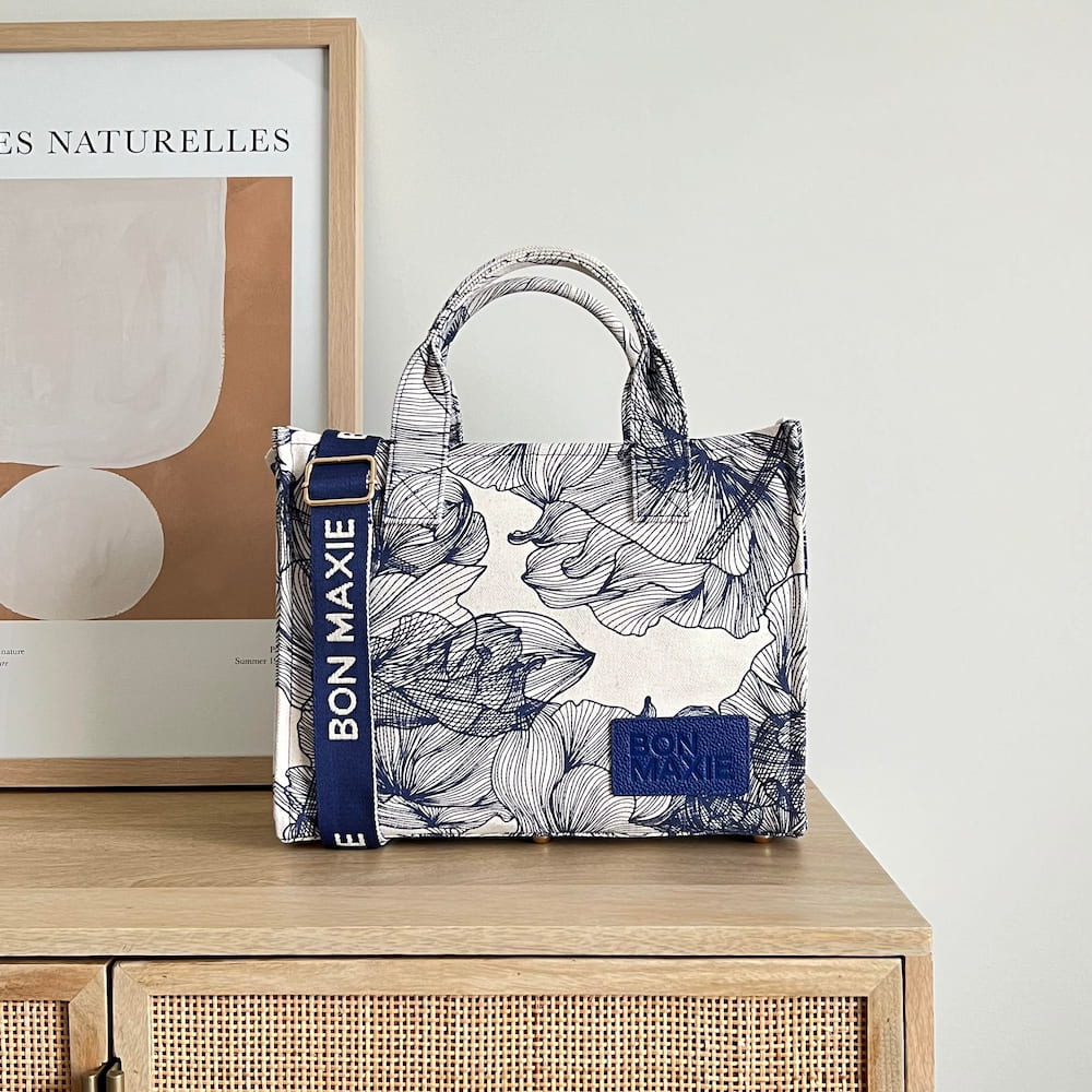 Mini Bon Vivant Tote Bag - Navy Floral