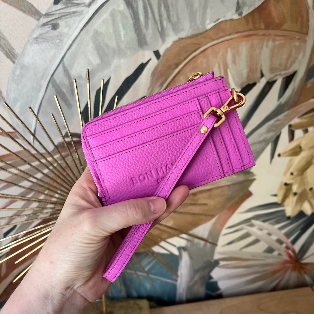 Everyday Mini Wallet - Fuchsia Wallets Brushed Gold