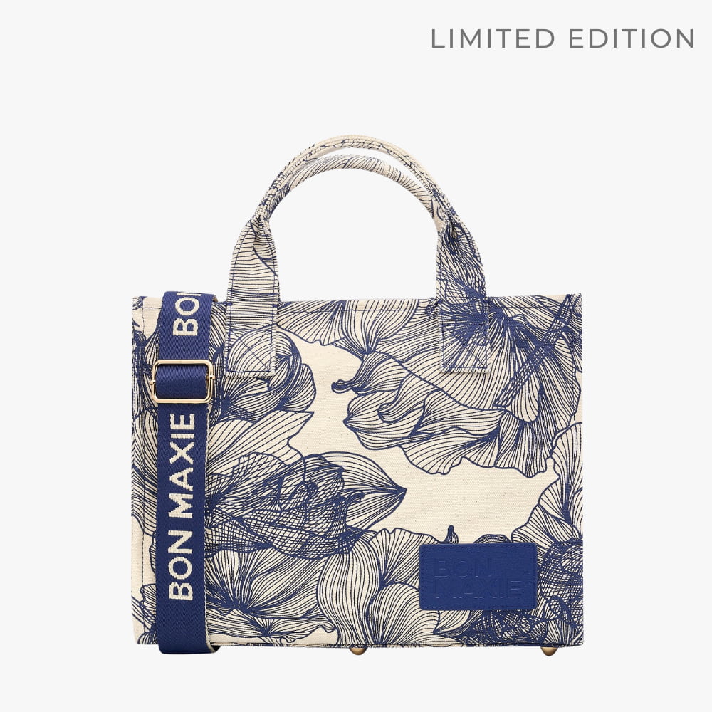 Mini Bon Vivant Structured Tote Bag -- Navy Floral