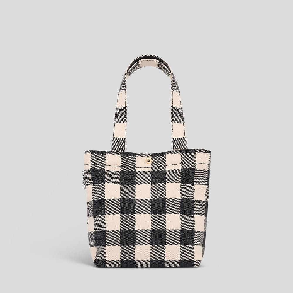 Mini Bonnie Tote Bag -- Black Gingham