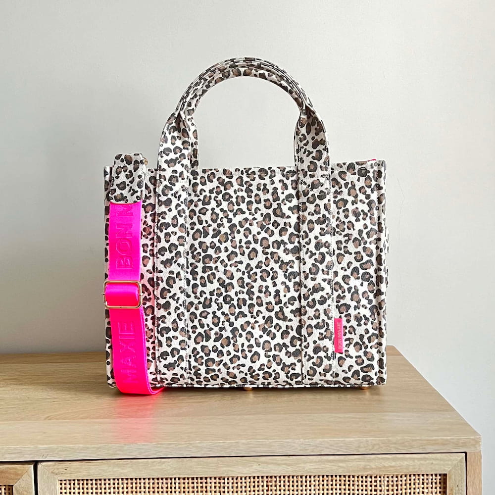 Get Organised Mini Tote Bundle - Leopard Neon Pink Brushed Gold