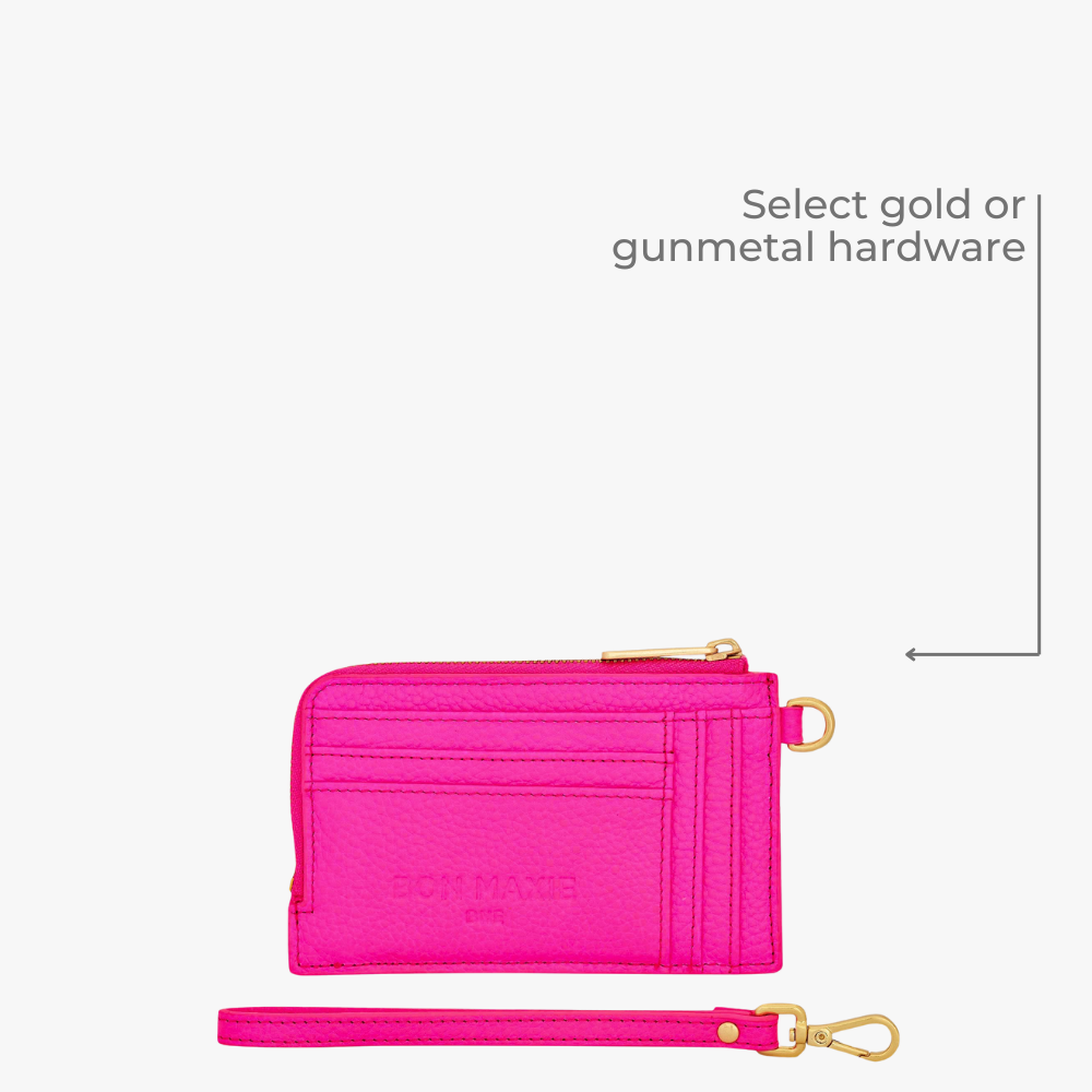 Leather Mini Wallet -- Neon Pink