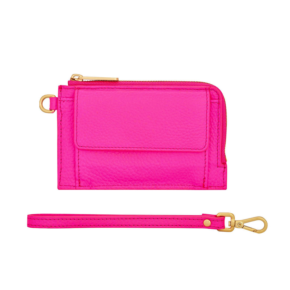 Leather Mini Wallet -- Neon Pink