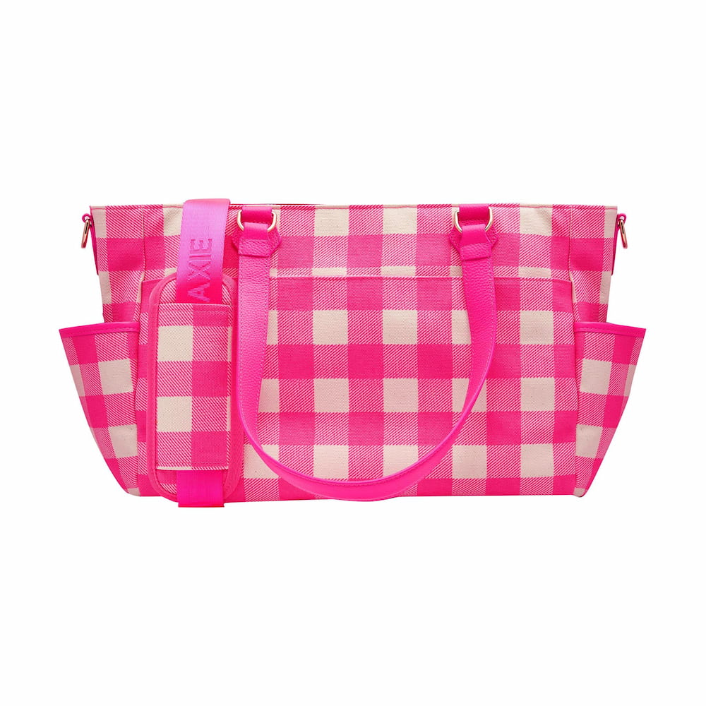 Nappy or Not Carryall Tote Bag - Neon Pink Gingham
