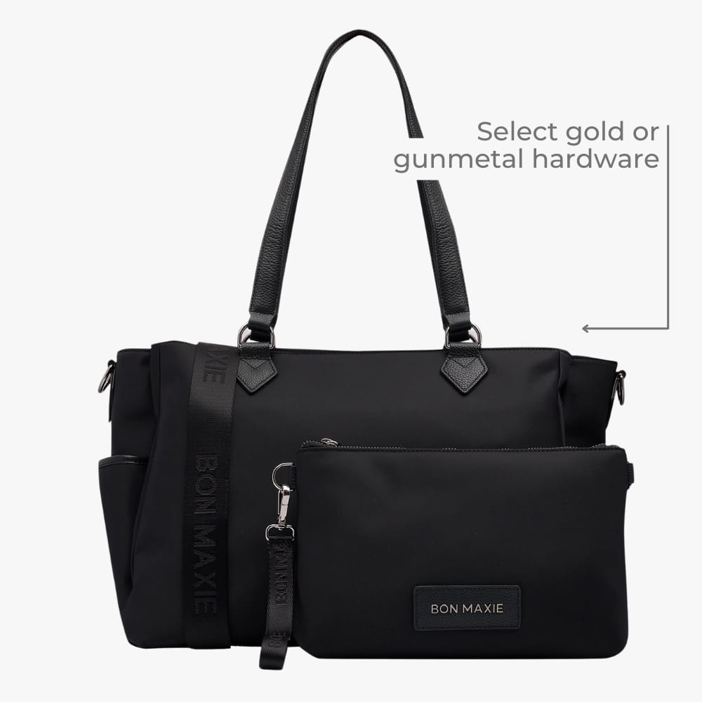 Carryall Tote + Pouch - Black Nylon Bags Gunmetal