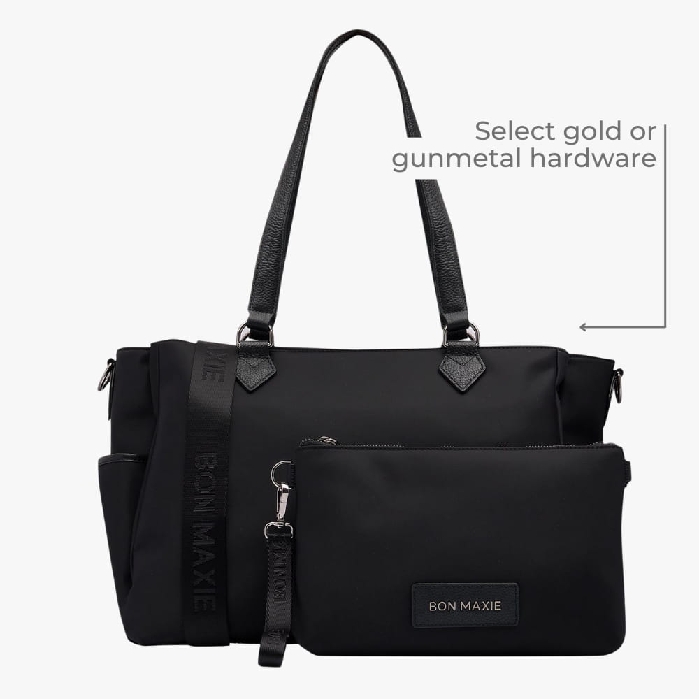 Carryall Tote + Pouch --  Black Nylon