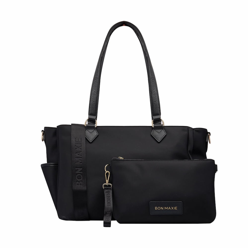 Carryall Tote + Pouch - Black Nylon Bags Gold