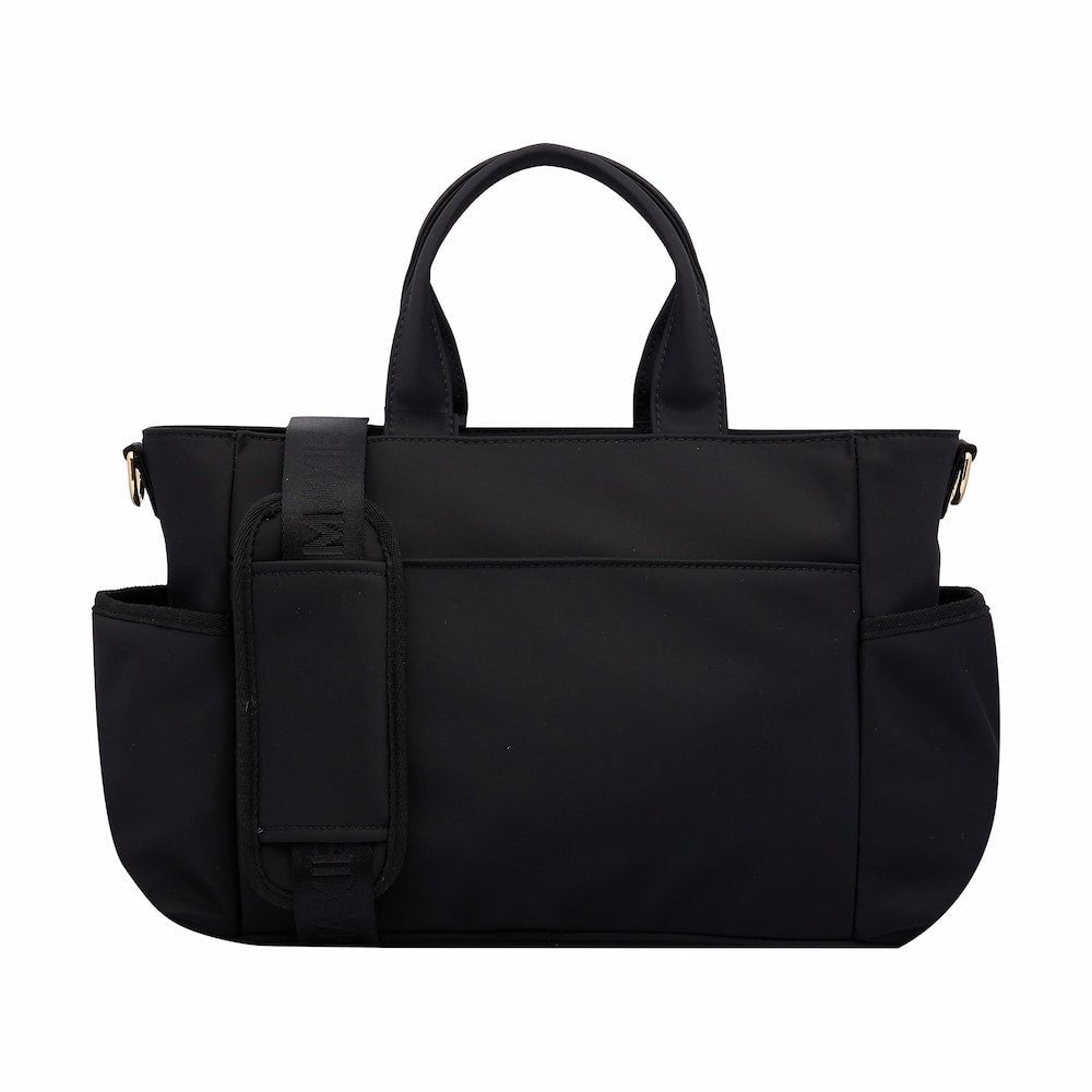 Multi - Pocket Nappy Bag - Black Nylon Bags BLACK / GUNMETAL