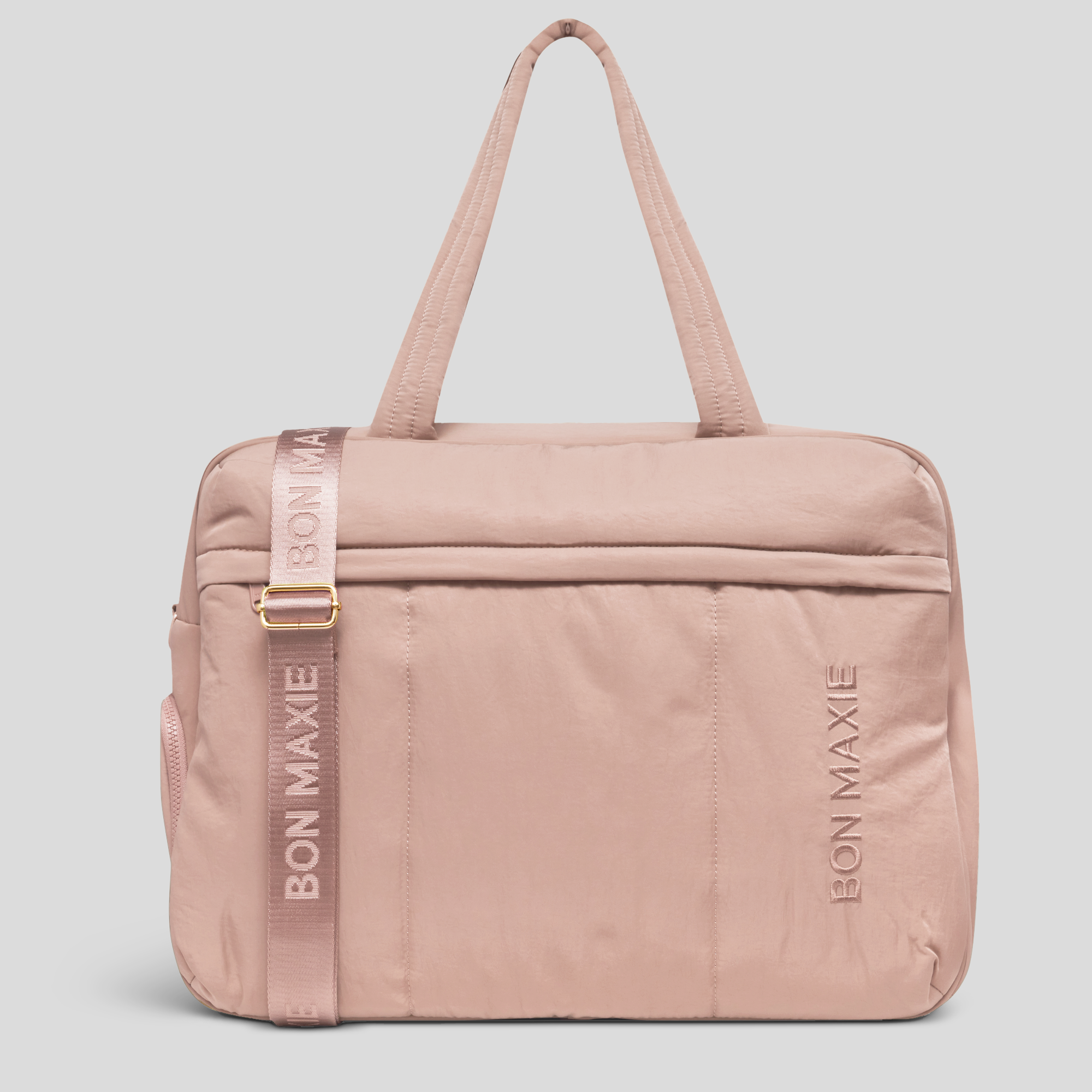 Large Weekender Nylon Duffel Bag -- Milk Tea