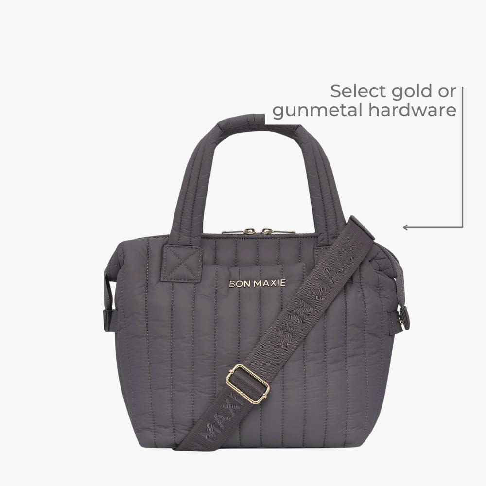 Puffy Pillow Crossbody Bag - Charcoal Bags Light Gold