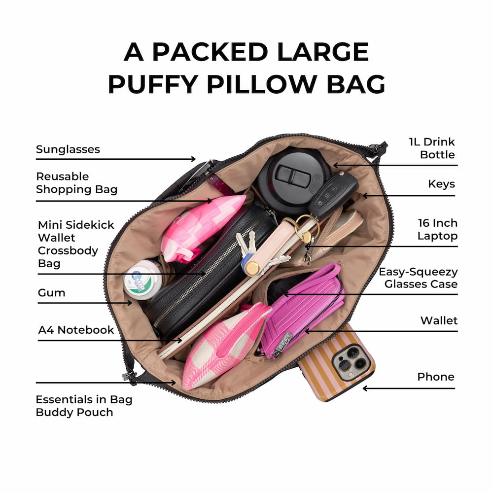 Large Puffy Pillow Crossbody Bag -- Black