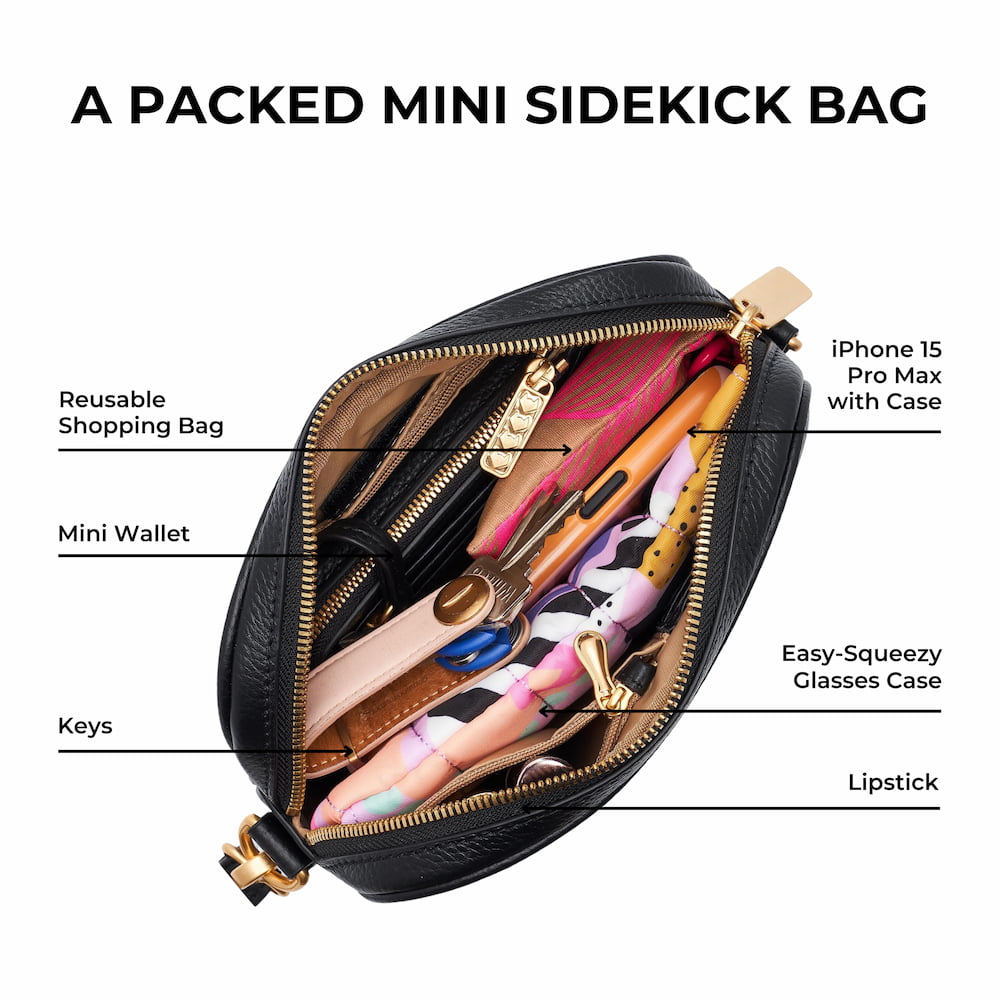 Mini Leather Sidekick Wallet Crossbody Bag - Tan