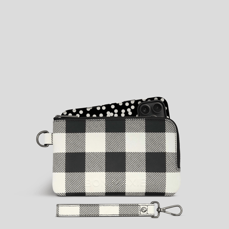 Phone Wallet Pouch - Black Gingham Phone Wallet