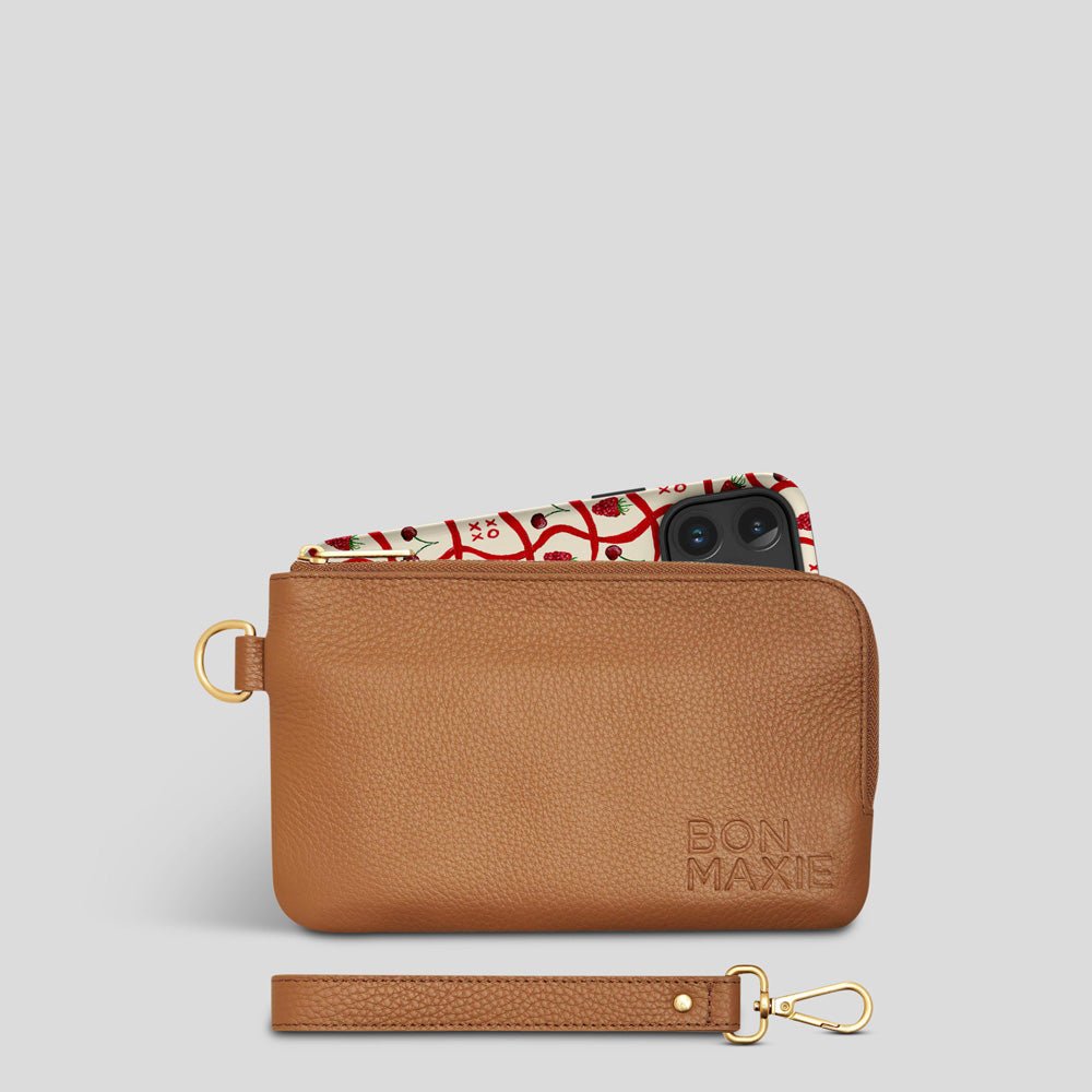 Phone Wallet Pouch - Tan Wallets Brushed Gold