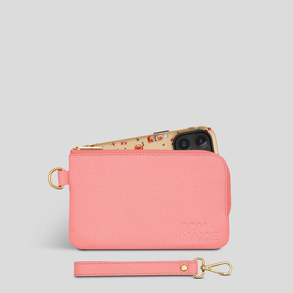 Phone Wallet Pouch - Electric Peach Wallets Brushed Gold