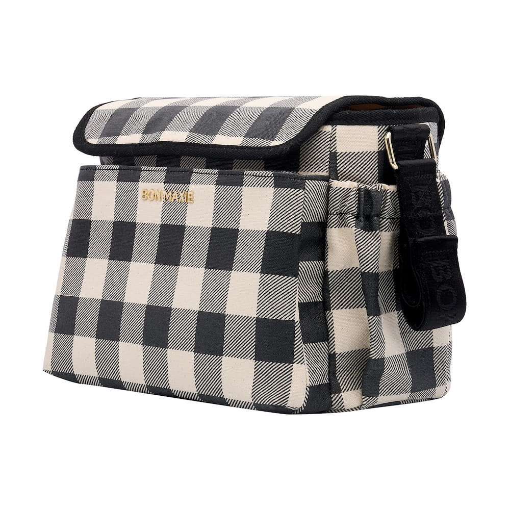 Carryall Pram Caddy - Black Gingham Bags Gunmetal