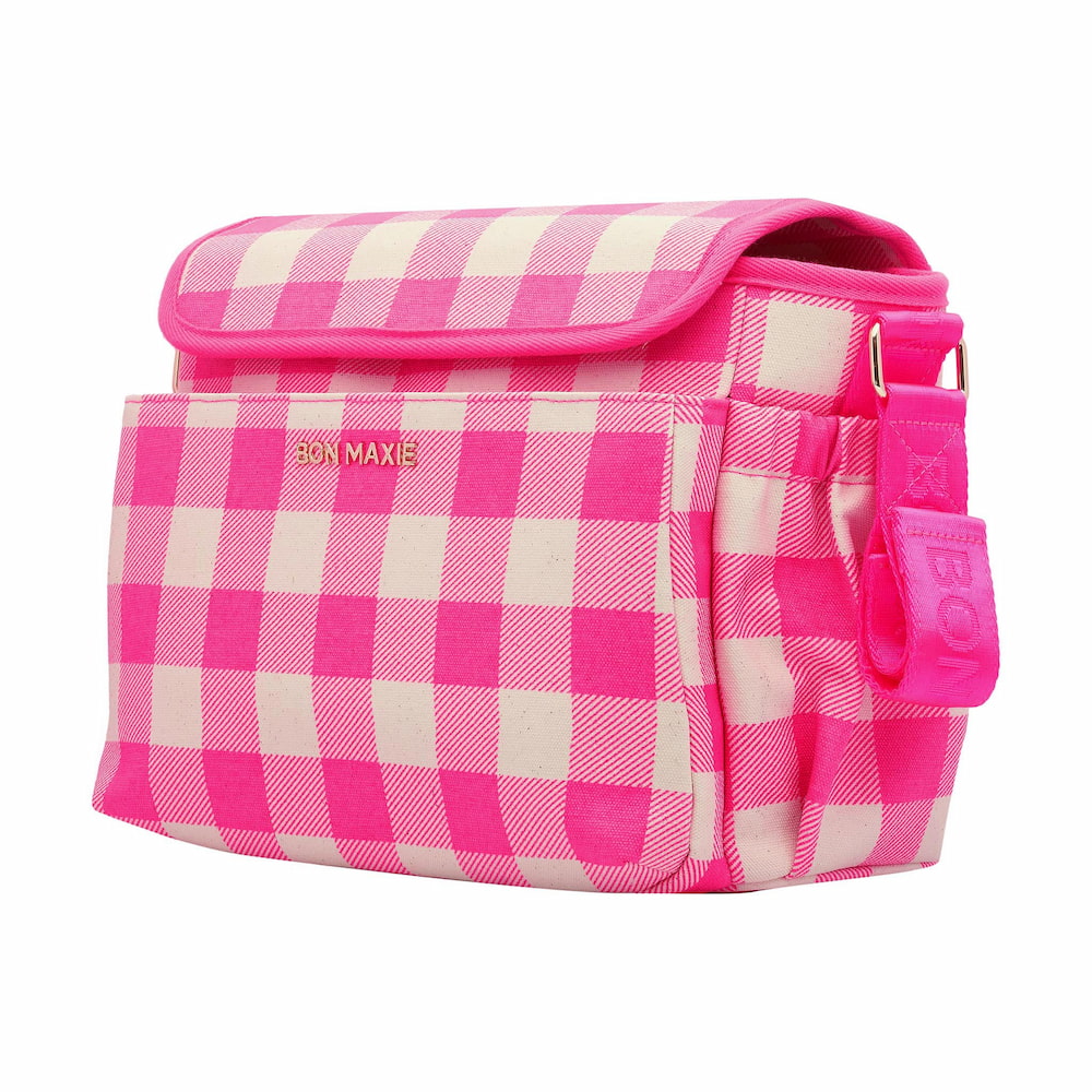 Carryall Pram Caddy -- Neon Pink Gingham