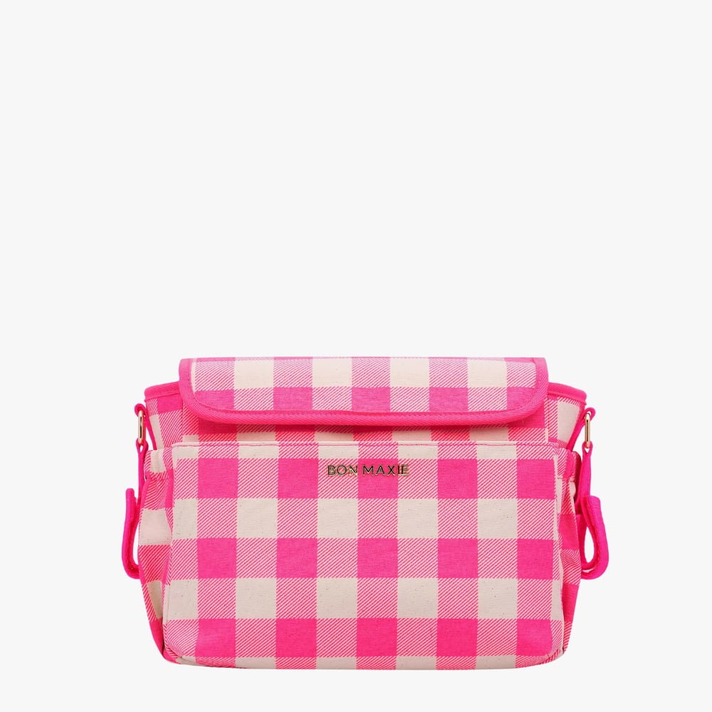 Carryall Pram Caddy - Neon Pink Gingham Bags