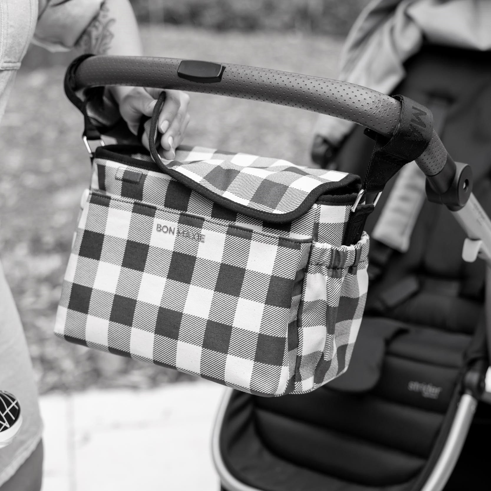 Carryall Pram Caddy - Neon Pink Gingham Bags