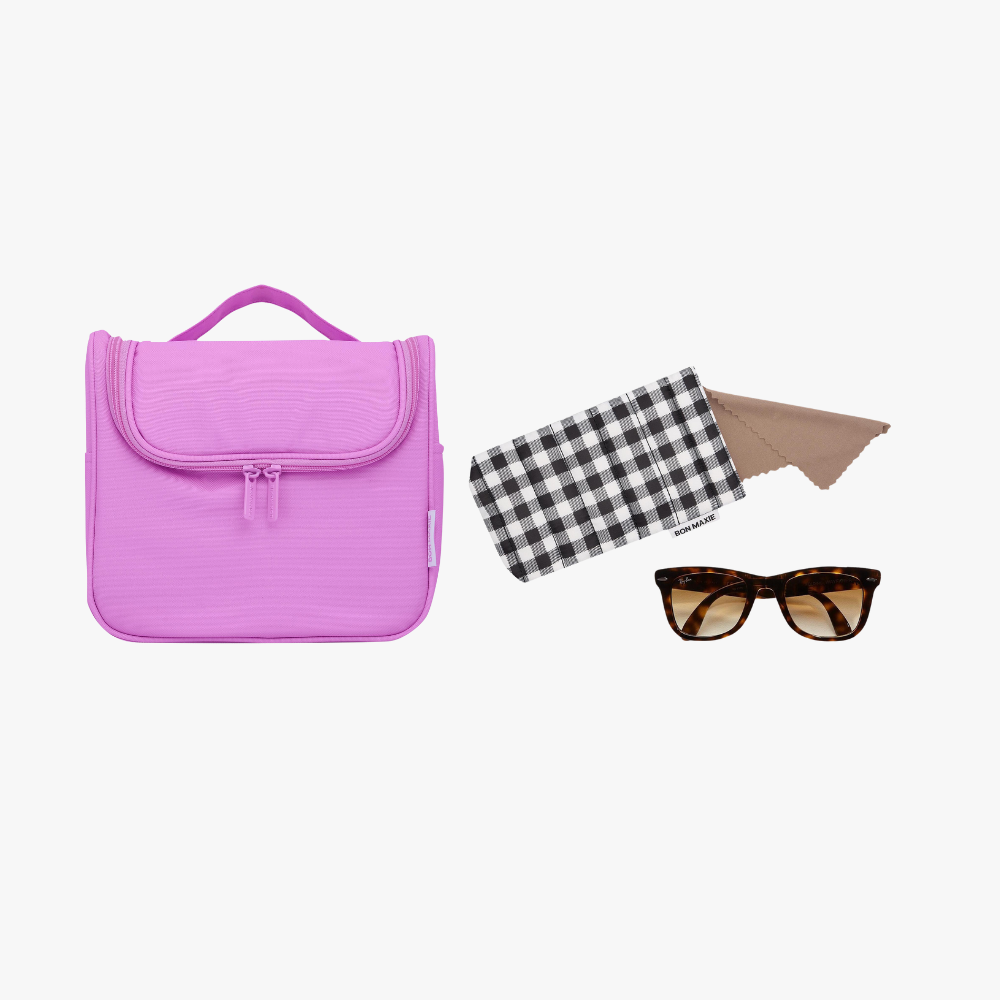 Toiletry Bag + Glasses Case Bundle -- Petal Gingham