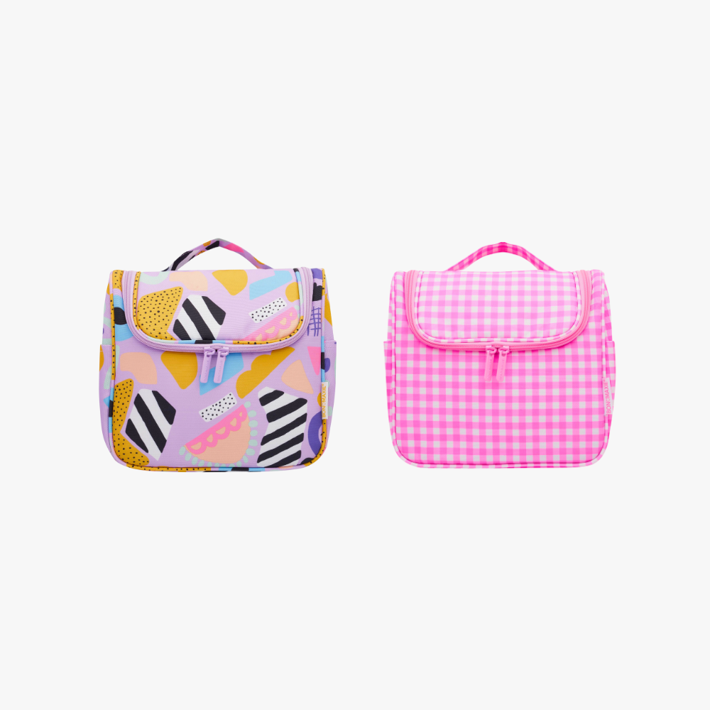 Toiletry Bag Double Bundle -- Eye Love Purple/Pink Gingham