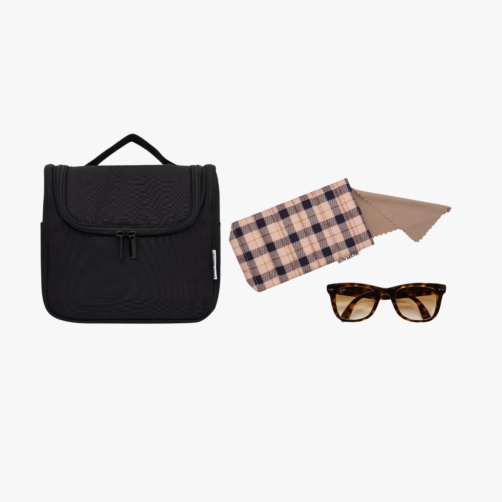 Toiletry Bag + Glasses Case Bundle -- Neutrals