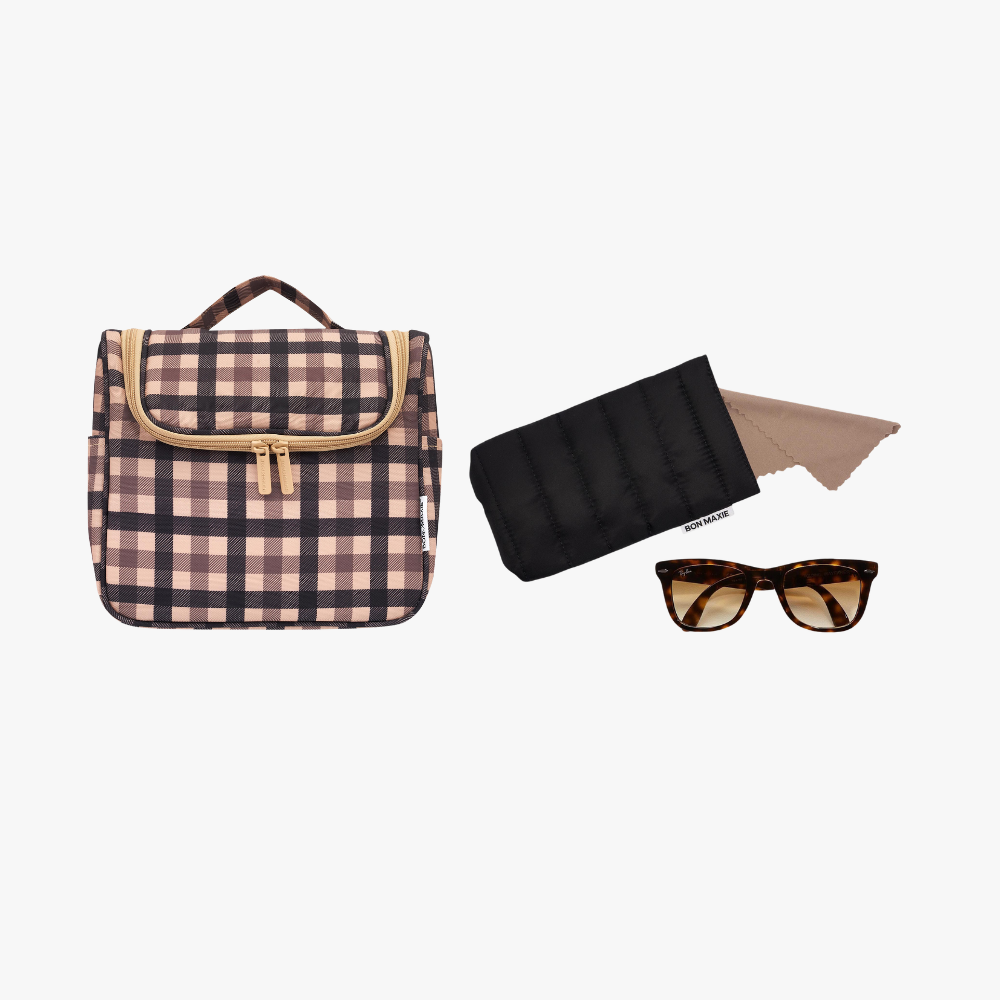 Toiletry Bag + Glasses Case Bundle -- Tartan Case