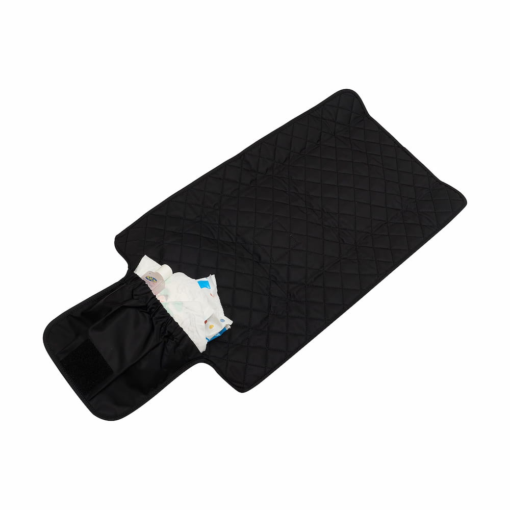 Quilted Change Mat Nappy Clutch - Black Baby Accessories BLACK QUILTED