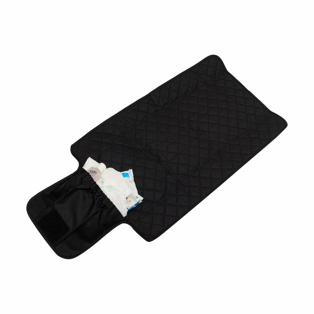 Quilted Change Mat Nappy Clutch -- Black